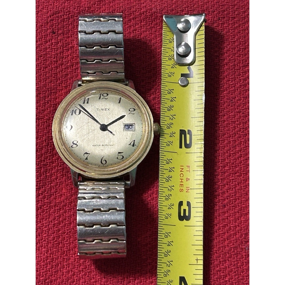 Vintage Men's 1970's Timex 35mm - Gold Tone Manual Date Time Wind Rare Working - Picture 13 of 13